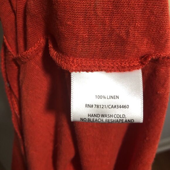 EILEEN FISHER Linen Cardigan Womens XS Orange Dolman Sleeves Hoodie Sweater - Picture 14 of 14